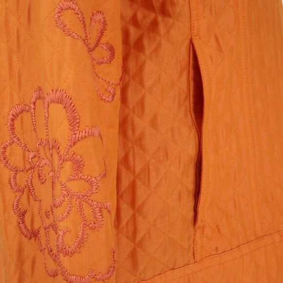 Chicos Jacket 1 Womens Medium 8 Orange Embroidered Floral Blazer Pockets Career - Picture 11 of 15